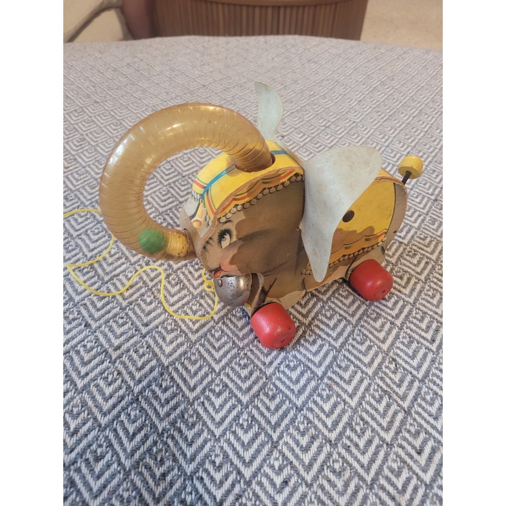 Vintage 1958 Fisher Price Juggling Jumbo Pull Toy #735 Works